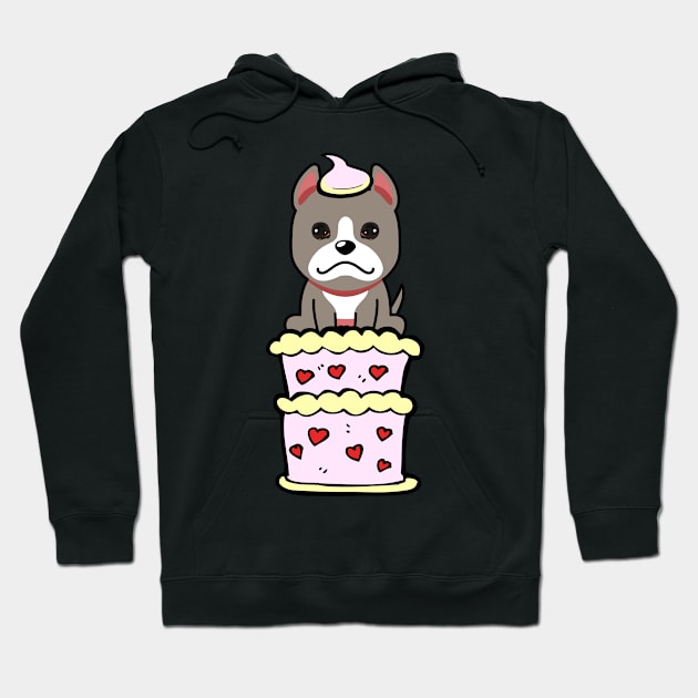 Grey dog Jumping out of a cake Hoodie by Pet Station